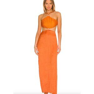 Baobab Collection Orange Maxi Dress with Cutout